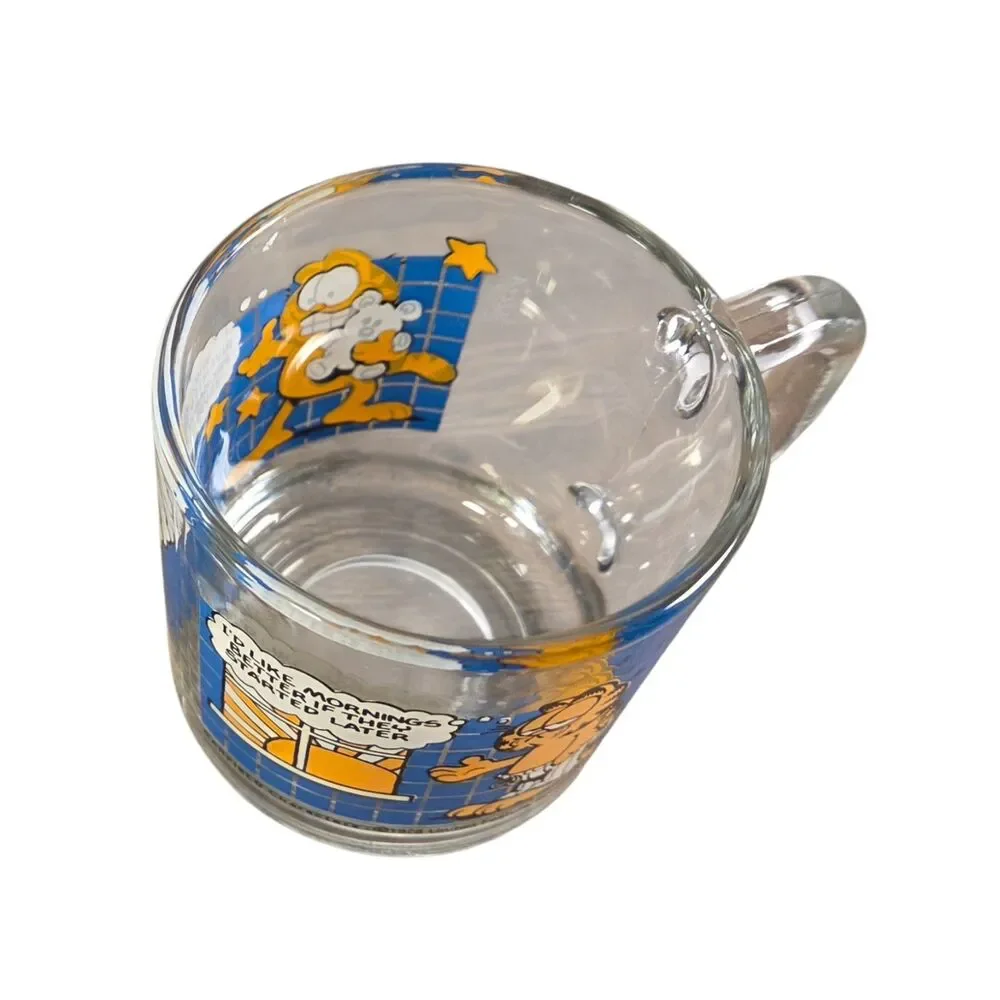 Vintage 1978 McDonald's‎ Garfield Glass Mug Jim Davis Mornings Evenings Quote